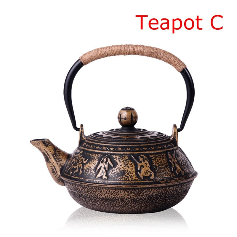 New 7 Chioces Cast Iron Teapot Set Japanese Tea Pot Tetsubin Kettle Enamel 900ml Kung Fu Infusers Metal With Strainer Net Filter