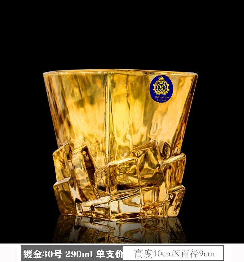 European-style large-scale crystal glass drawing gold wine whiskey glass beer glass tea glass spirits glass brandy glass