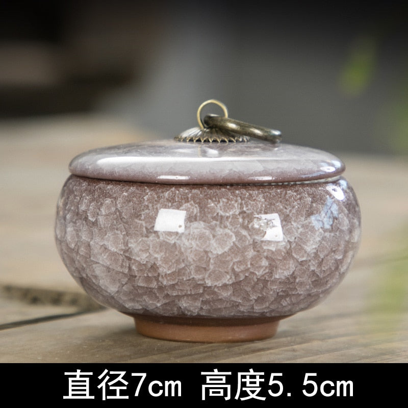 Creative Crack Ceramic Mini Tea Caddy Household Portable Storage Jar with Lid Cosmetic Jewelry Storage Box Gift Home Decoration