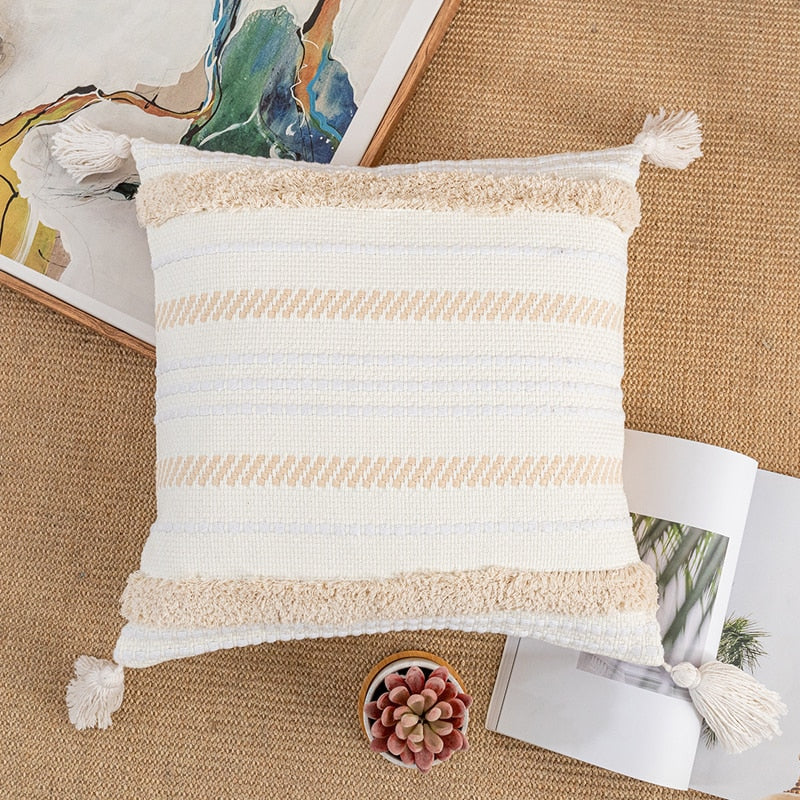 Bohemian Woven Cotton and Washed Linen Cushion Cover Pillow Cover With Ethnic Patterns