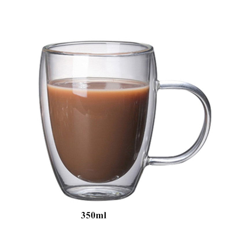 Double Wall Glass Mug Resistant Tea Beer Mug Milk Lemon Juice Cup Drinkware Lover Coffee Cups Mug Gift