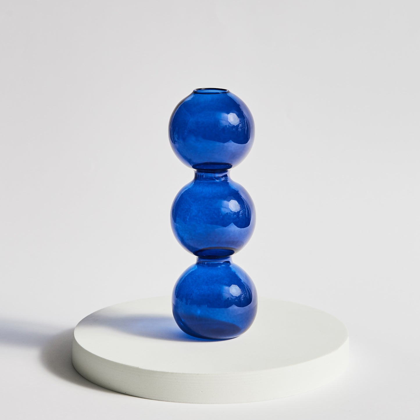 Blue Glass Candle Holder - Minimalist