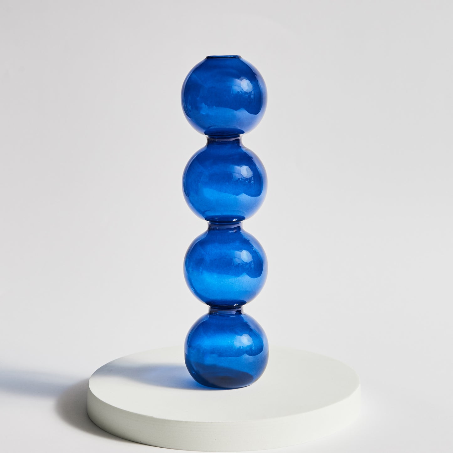 Blue Glass Candle Holder - Minimalist