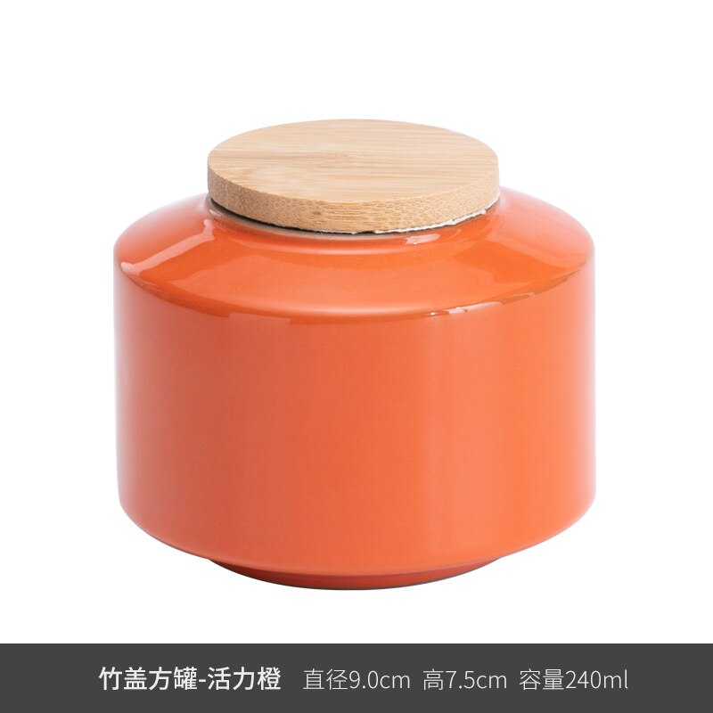 Creative Cute Mini Ceramic Storage Jar with Bamboo Wood Cover Home Portable Travel Tea Caddy Small Objects Jewelry Storage Box