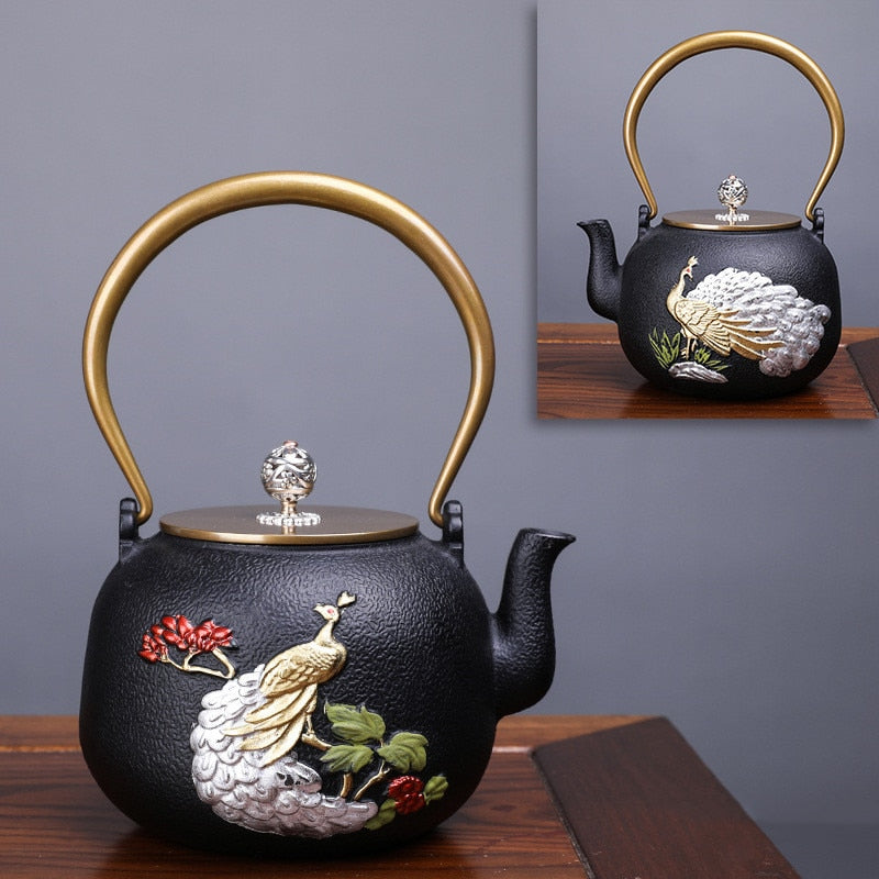 Japanese High quality Cast Iron Teapot Induction Cooker Kettle With Strainer Tea Pot Oolong Tea Coffee Maker Office Tea set 1.2L
