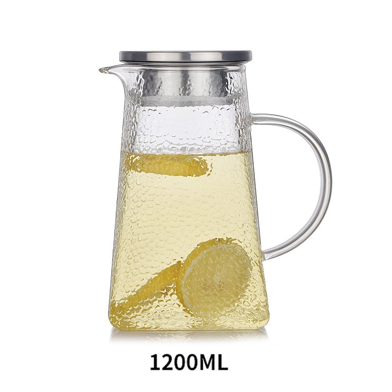 Textured Glass Jug With Stainless Steel Filter 1200ml, 1500ml and 1800ML