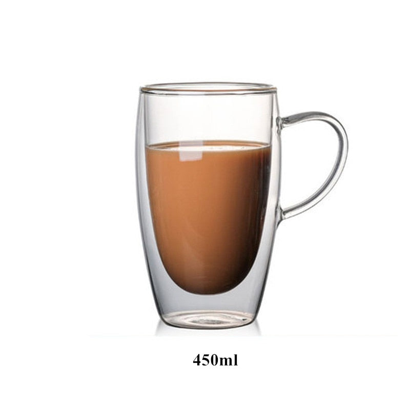 Double Wall Glass Mug Resistant Tea Beer Mug Milk Lemon Juice Cup Drinkware Lover Coffee Cups Mug Gift