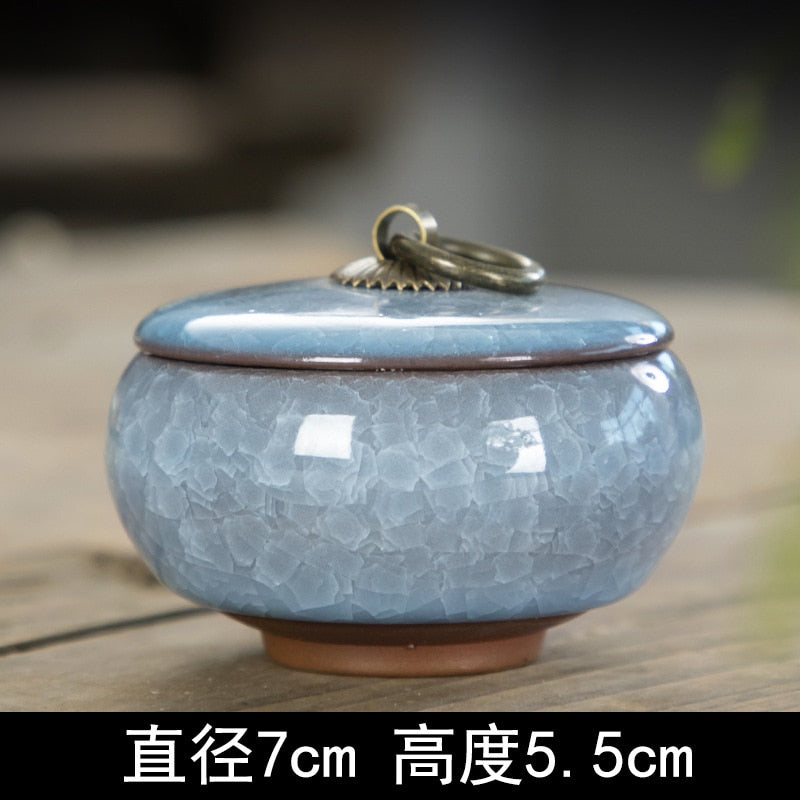 Creative Crack Ceramic Mini Tea Caddy Household Portable Storage Jar with Lid Cosmetic Jewelry Storage Box Gift Home Decoration