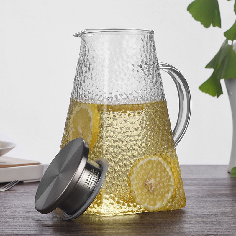 Textured Glass Jug With Stainless Steel Filter 1200ml, 1500ml and 1800ML