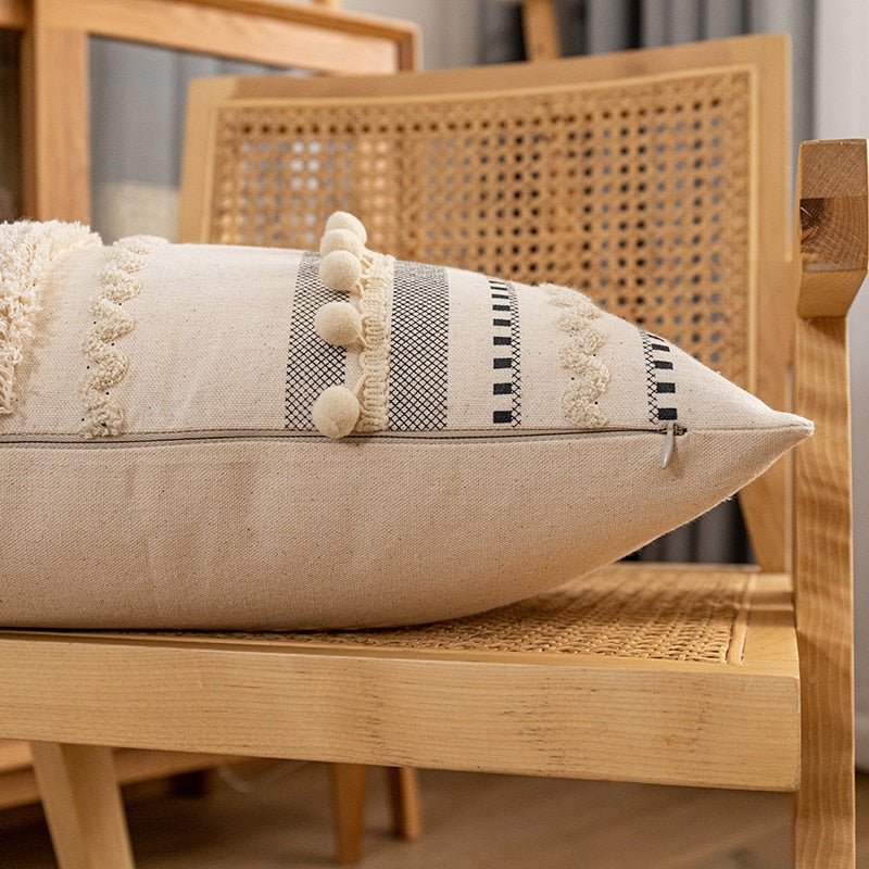 Bohemian Woven Cotton and Washed Linen Cushion Cover Pillow Cover With Ethnic Patterns