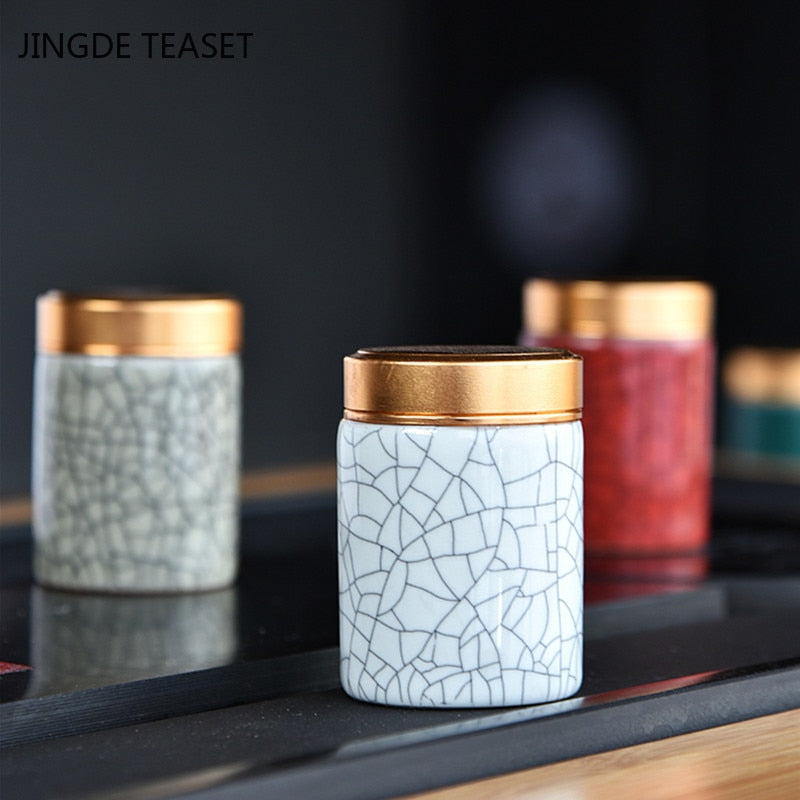 Mini Ceramics Tea Caddy oolong Tieguanyin Containers travel tea bag Sealed tea jar coffee Powder canister Household storage tank