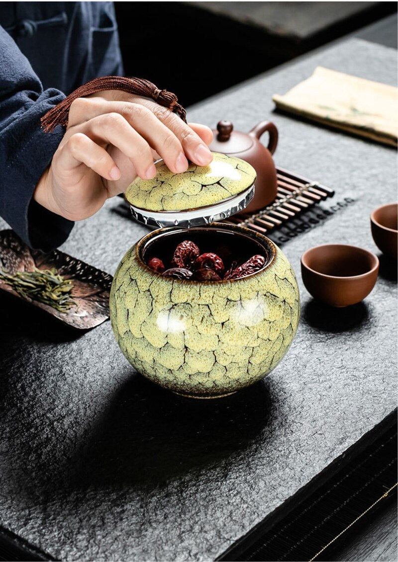 High quality Ceramics Tea Caddies Chinese tea ceremony Accessories Portable Tea Storage Jar Caddy Teaware Home Decor