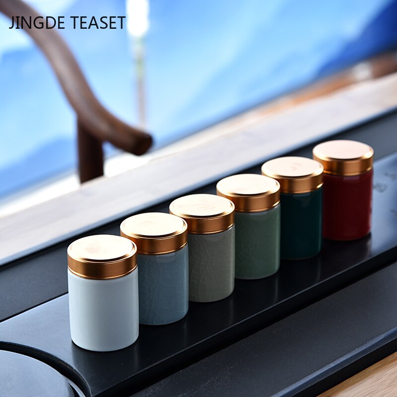 Mini Ceramics Tea Caddy oolong Tieguanyin Containers travel tea bag Sealed tea jar coffee Powder canister Household storage tank