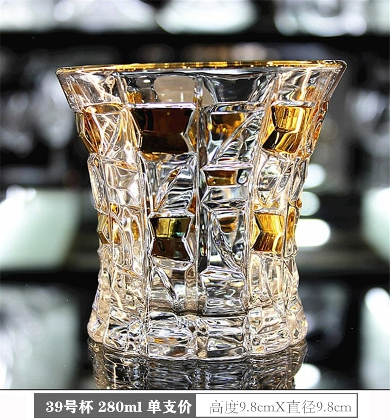 European-style large-scale crystal glass drawing gold wine whiskey glass beer glass tea glass spirits glass brandy glass