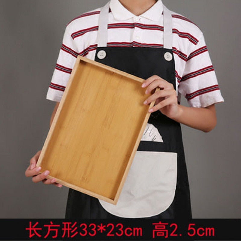 Wooden Bamboo Serving Tray Tea Cup Saucer Trays Fruit Plate Storage Pallet Plate Decoration Japanese Food Rectangular Plate