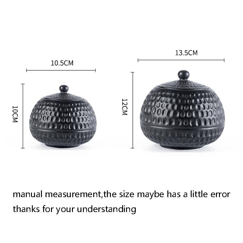 Creative Tea Storage Jar with Lid Kit Ceramic Caddy Black White Coarse Pottery Cans Box Tea Ceremony Teaware Accessories Decor