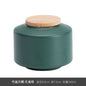 Creative Cute Mini Ceramic Storage Jar with Bamboo Wood Cover Home Portable Travel Tea Caddy Small Objects Jewelry Storage Box