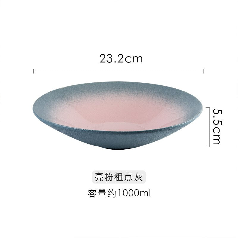 LingAo  Creative 9-inch Japanese ceramic ramen, speaker, salad bowl