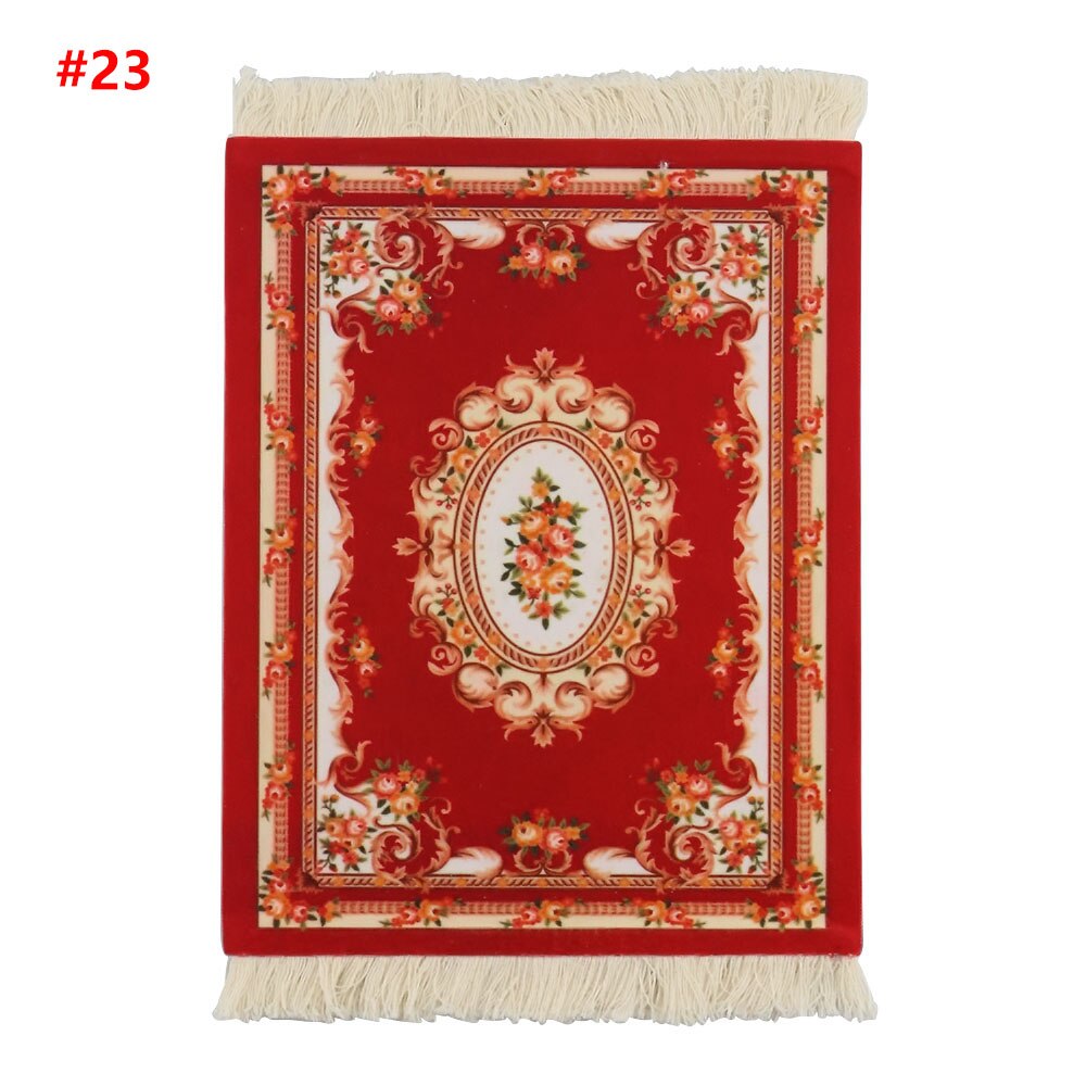 Persian Mini Woven Rug Mat Mousepad Retro Style Carpet Pattern Cup laptop PC Mouse Pad with Fring Home Office Table Decor Craft