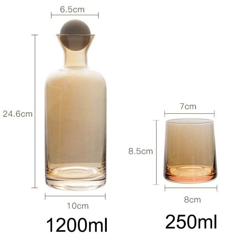 Mix and Match 1.2L Glass Jug With a Wooden SphericalLid and 250 ml Glass Set