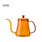 Glass Coffee Hand Punch Pot Coffee Cup Long Gooseneck Spout Kettle Pour Over Coffee Pot With Lid Home Heat Resistant Teapot