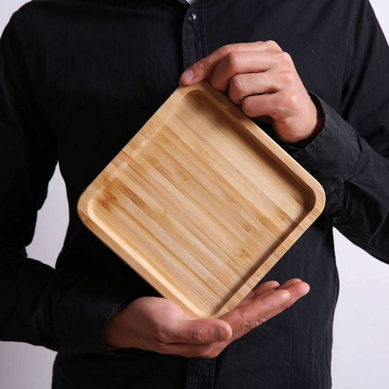 Wooden Bamboo Serving Tray Tea Cup Saucer Trays Fruit Plate Storage Pallet Plate Decoration Japanese Food Rectangular Plate