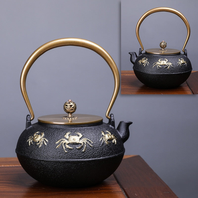 Japanese High quality Cast Iron Teapot Induction Cooker Kettle With Strainer Tea Pot Oolong Tea Coffee Maker Office Tea set 1.2L