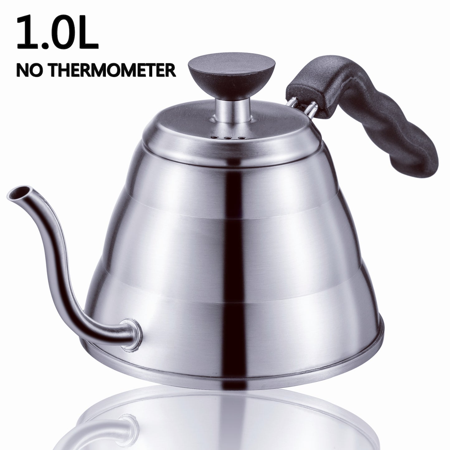 Gooseneck Coffee Kettle with Thermometer 1L and 1.2L - Silver and Black