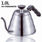 Gooseneck Coffee Kettle with Thermometer 1L and 1.2L - Silver and Black