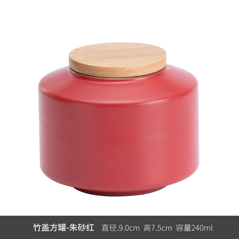 Creative Cute Mini Ceramic Storage Jar with Bamboo Wood Cover Home Portable Travel Tea Caddy Small Objects Jewelry Storage Box