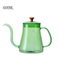 Glass Coffee Hand Punch Pot Coffee Cup Long Gooseneck Spout Kettle Pour Over Coffee Pot With Lid Home Heat Resistant Teapot