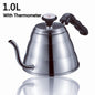 Gooseneck Coffee Kettle with Thermometer 1L and 1.2L - Silver and Black