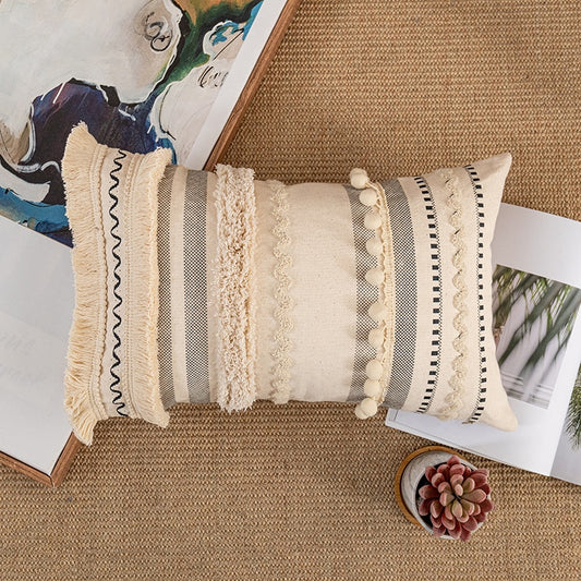 Bohemian Woven Cotton and Washed Linen Cushion Cover Pillow Cover With Ethnic Patterns