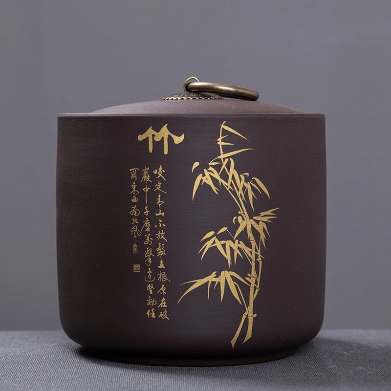 Tea Caddy Ceramics Puer tea Tea Storage Box Tea Jar 9.8*10.2cm Candy Jar Dried Fruit Container Purple Clay Spices Storage Box