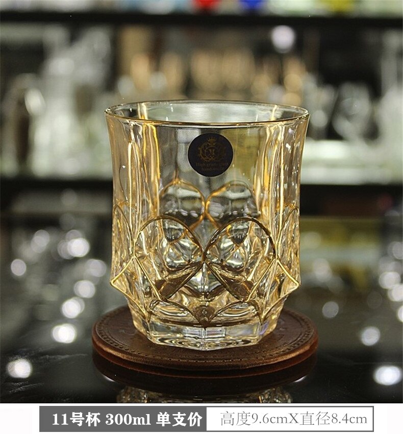 European-style large-scale crystal glass drawing gold wine whiskey glass beer glass tea glass spirits glass brandy glass