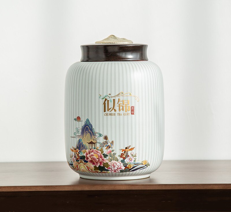 High-end Ceramics Tea Caddy Large Capacity Household Storage Tank Travel Sealed Tea Jar Coffee Powder Candy Spice Canister