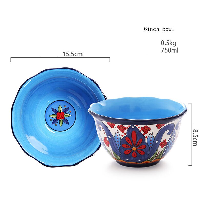 European ceramic dinnerware set household hand-painted large Western steak lotus plate square plate export tableware