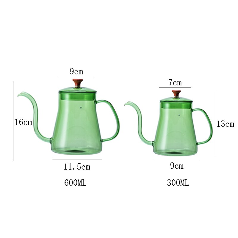 Glass Coffee Hand Punch Pot Coffee Cup Long Gooseneck Spout Kettle Pour Over Coffee Pot With Lid Home Heat Resistant Teapot