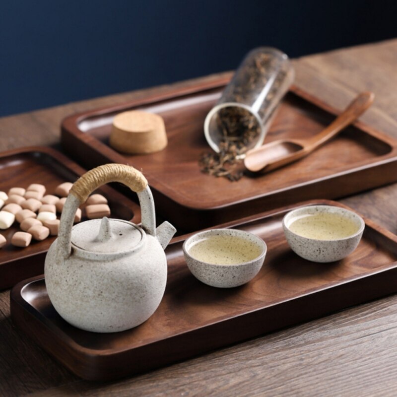 Wooden Serving Tray Tableware Plate for Snacks Dessert Food Storage Tea Coffee Breakfast Tray Hotel Home Wood Serving Trays