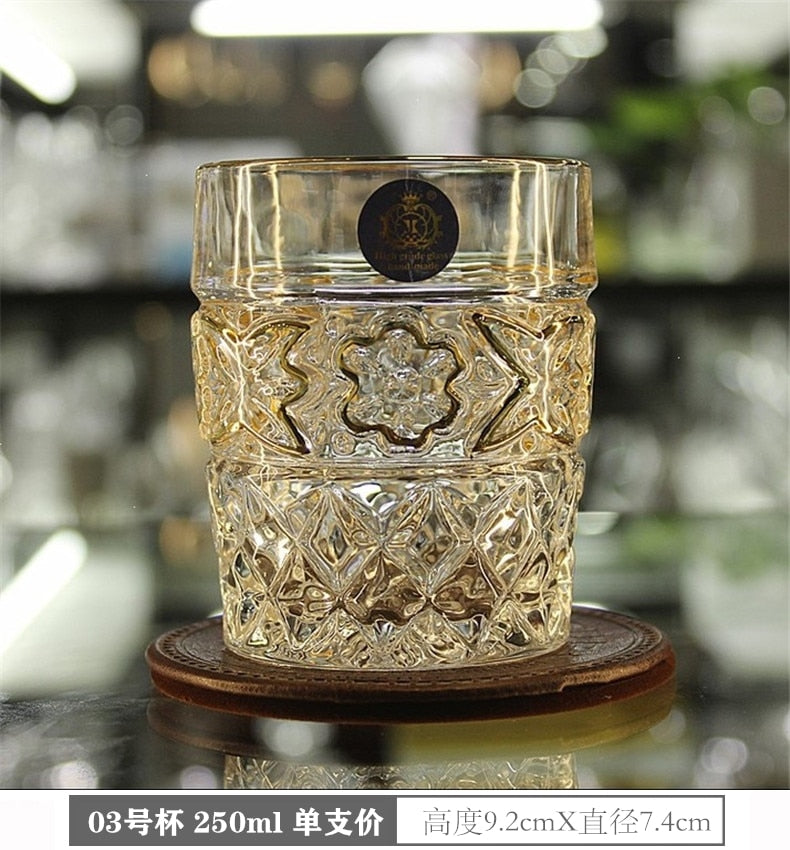 European-style large-scale crystal glass drawing gold wine whiskey glass beer glass tea glass spirits glass brandy glass