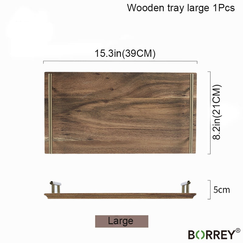 Wooden Sushi Serving Tray With Metal Handles