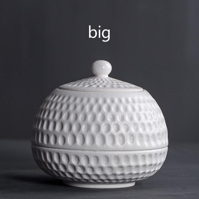 Creative Tea Storage Jar with Lid Kit Ceramic Caddy Black White Coarse Pottery Cans Box Tea Ceremony Teaware Accessories Decor