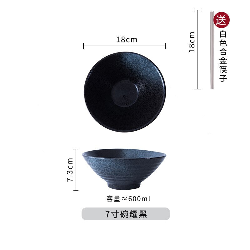 Japanese style ceramic bowl ramen bowl tableware set household noodles big bowl rice bowl ramen bowl
