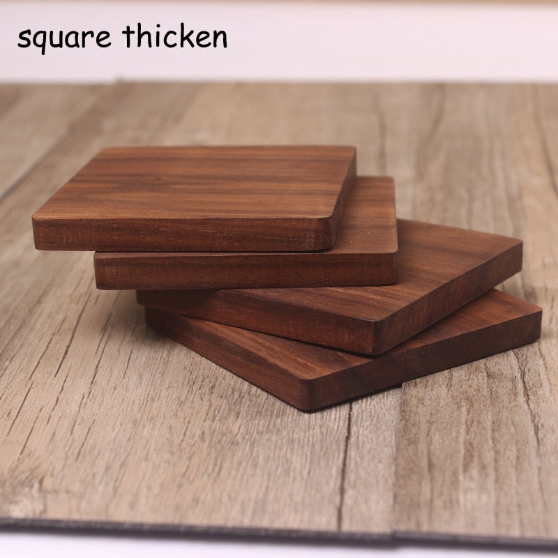 Drink Mat Walnut Wood Coasters Placemats Decor Tea Coffee Cup Pad 1 Pc Durable Square Round Home Table Bowl Teapot