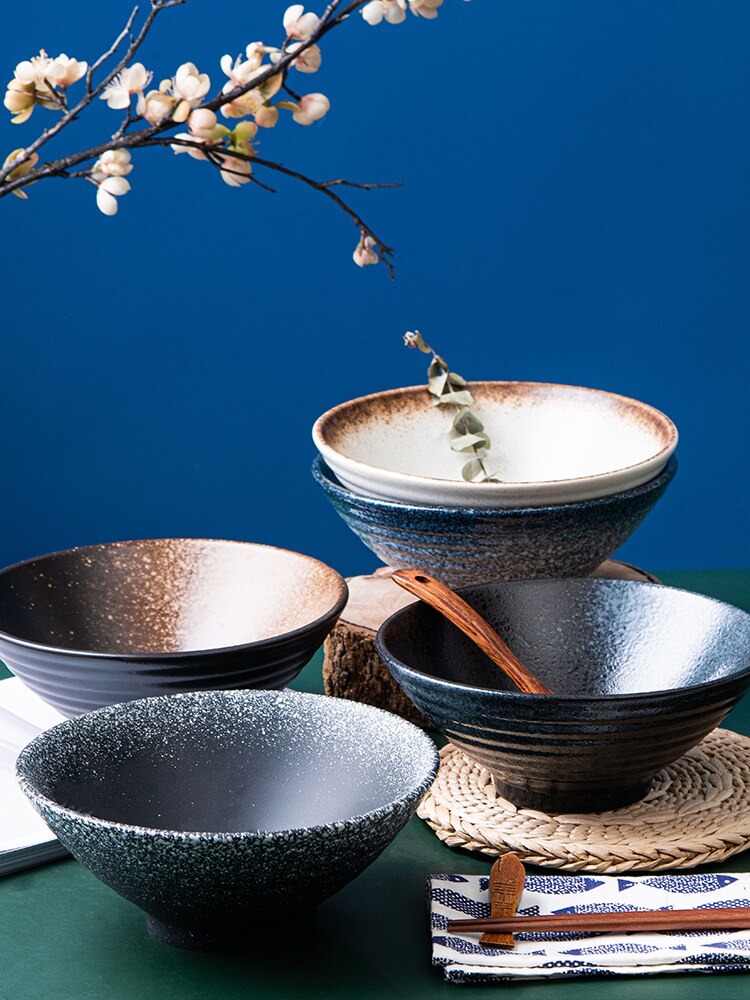 Japanese style ceramic bowl ramen bowl tableware set household noodles big bowl rice bowl ramen bowl