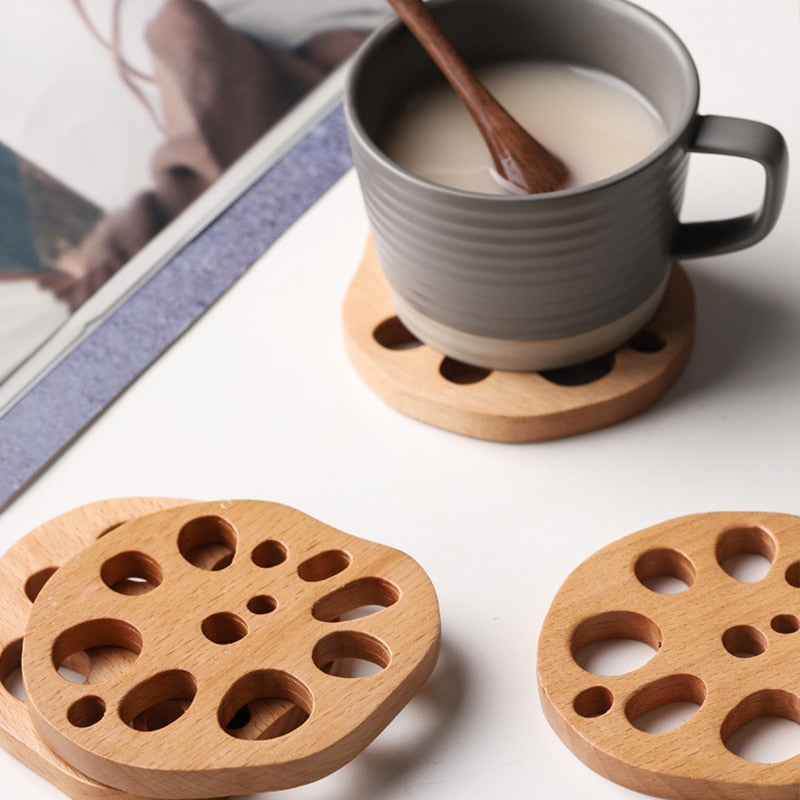 Musowood Solid Wood Crepe Coaster Tea Coffee Cup Pad Placemats Decor Walnut Wood Coasters Durable Heat Resistant Drink Mat