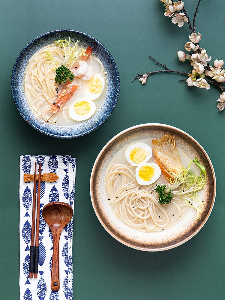 Japanese style ceramic bowl ramen bowl tableware set household noodles big bowl rice bowl ramen bowl