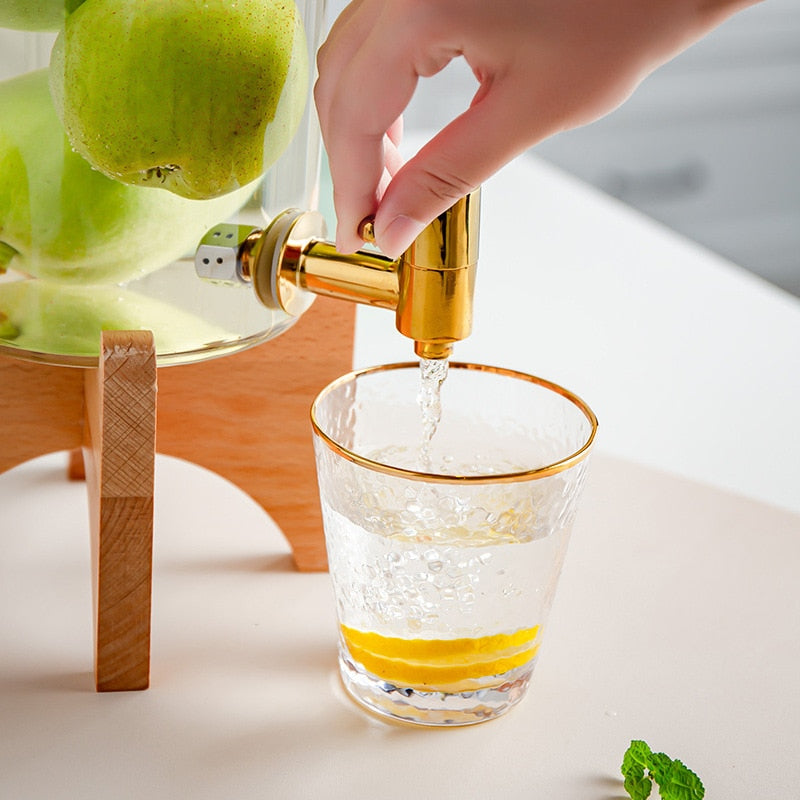 JOYLOVE Creative Glass Cool Water Bottle Colorful Self-service Cold Drink Bucket With Faucet Cold Water Kettle Hot And Explosion