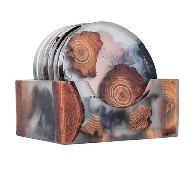 Creative Resin Pine Coasters Heat-resistant Placemats Drink Mat Tea Coffee Cup Pad Waterproof Non-slip Table Decor Tableware Pad