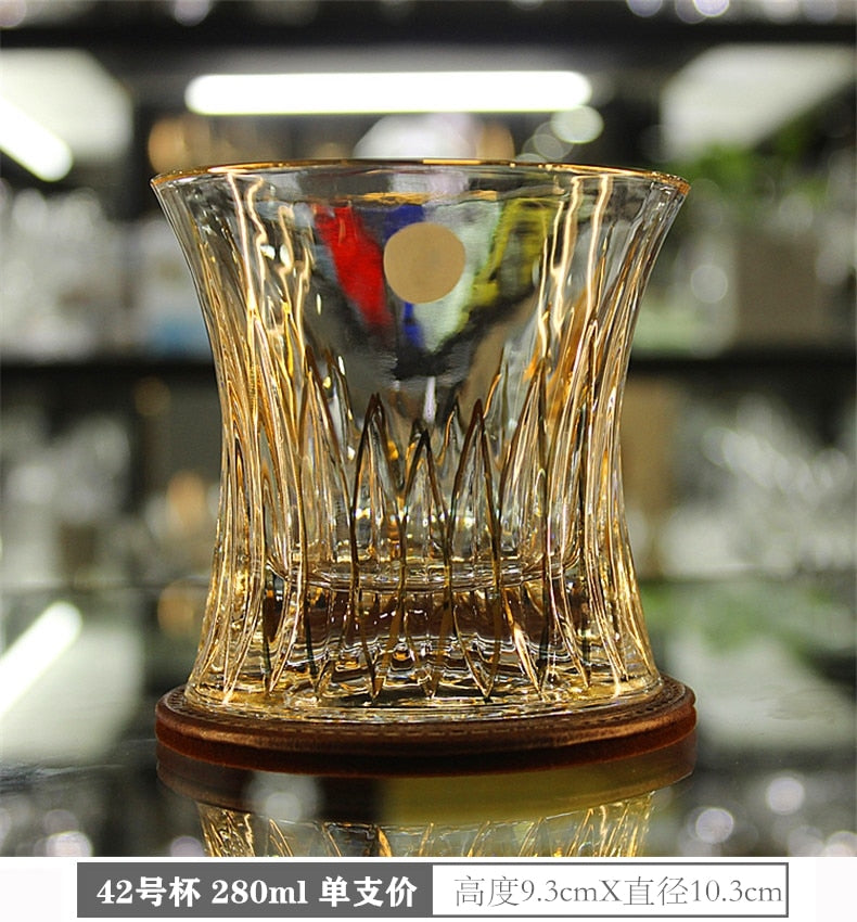 European-style large-scale crystal glass drawing gold wine whiskey glass beer glass tea glass spirits glass brandy glass